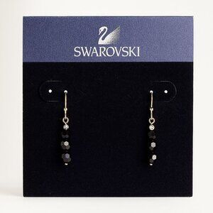 Swarovski Black Crystal Dangle Sterling Silver Hardware Earrings